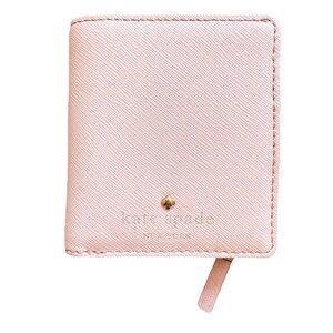 Kate Spade Pink Leather Snap Wallet | Compact Card Holder | Slim Bifold OS